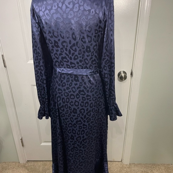 Kormei Elegant Navy Wrap Dress Size Large CB-20 - Picture 8 of 8